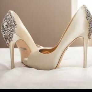 Badgley Mischka Women's Kiara Dress Pump, Ivory, 5.5 M New $285